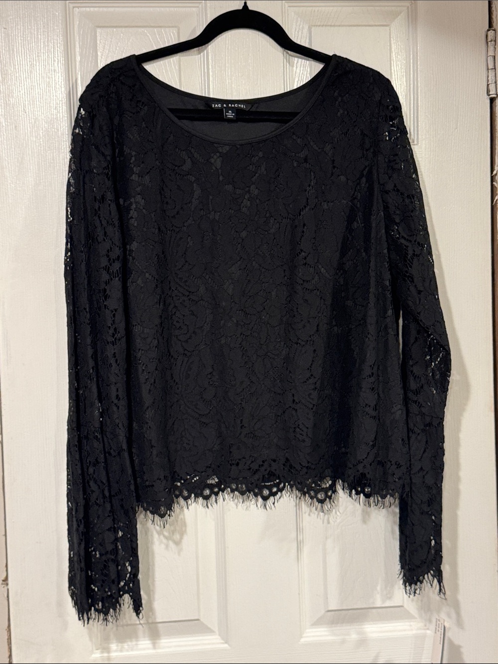 Zac & Rachel Black Lace Long-Sleeve Top